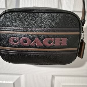 Coach Black and Brown Pebble Leather Women's Adjutable Crossbody Bag